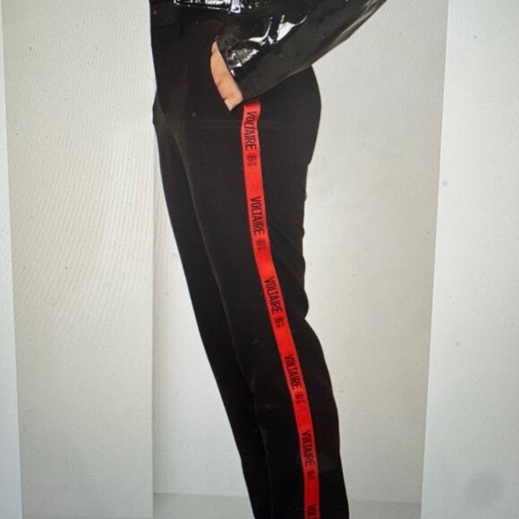 Zadig & Voltaire Black Wool Pants With Side Red Stripe Size 2 - Picture 1 of 11